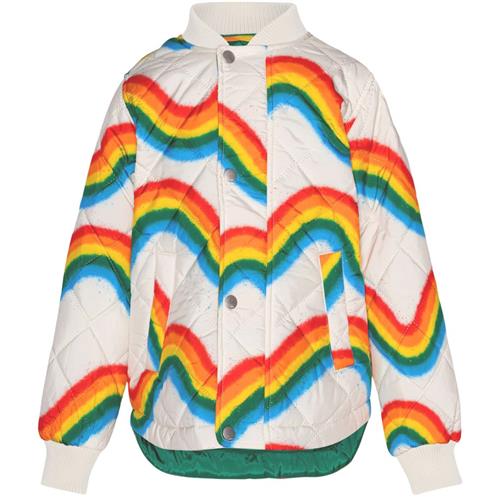 Molo Hallow Wavy Rainbow Print Thermo Jakke | Hvid | 146/152 cm