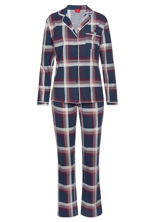 s.Oliver Pyjamas  natblå / burgunder / offwhite