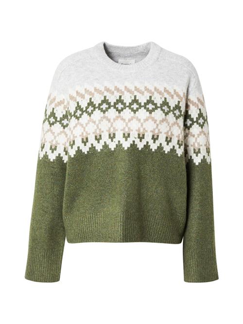 Abercrombie & Fitch Pullover 'MADELINE'  mørkebeige / grå-meleret / grøn / hvid