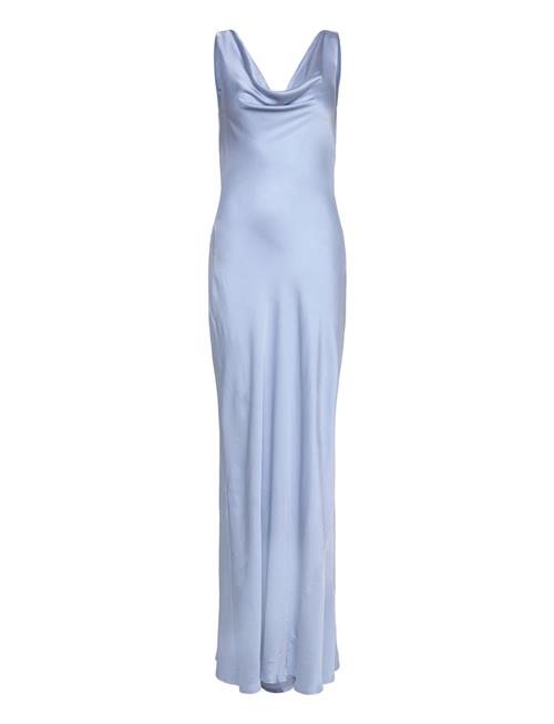 Malina Leah Cowl Satin Maxi Dress Malina Blue