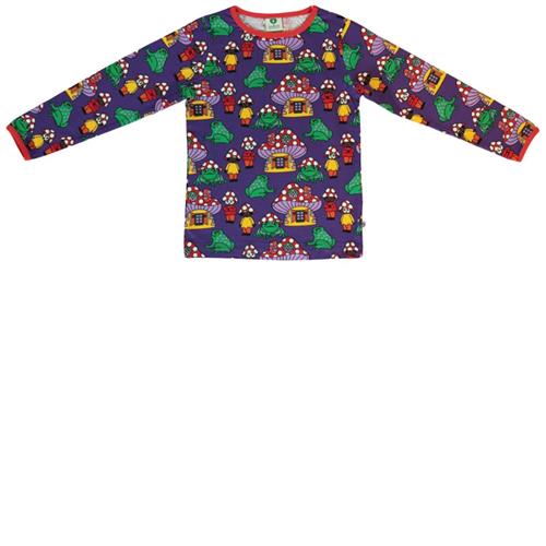 Småfolk Mushroom Houses Mønstret Langærmet T-shirt Purple Heart | Lilla | 4-5 years