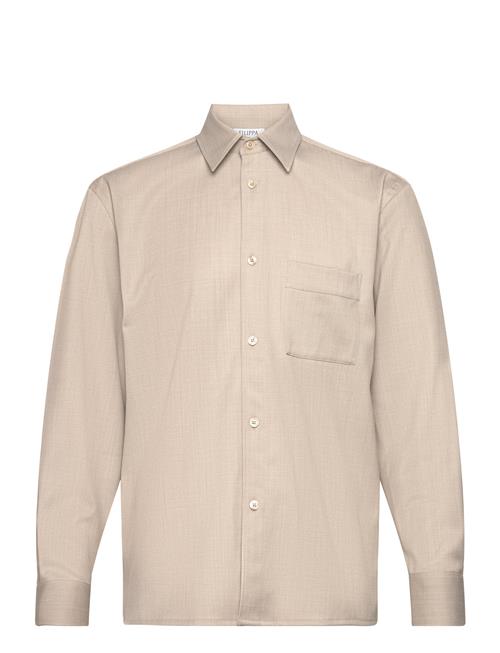 Boxy Wool Twill Shirt Filippa K Beige