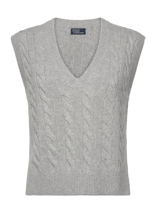 Cable Wool-Cashmere V-Neck Sweater Vest Polo Ralph Lauren Grey