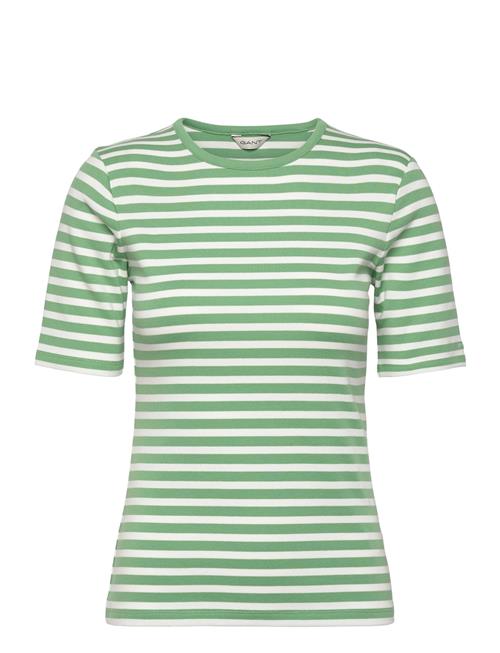 GANT Slim Striped 1X1 Ribbed Ss T-Shirt GANT Green