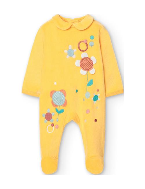 Boboli Velour Play Suit For Baby Girl -Bci Boboli Yellow