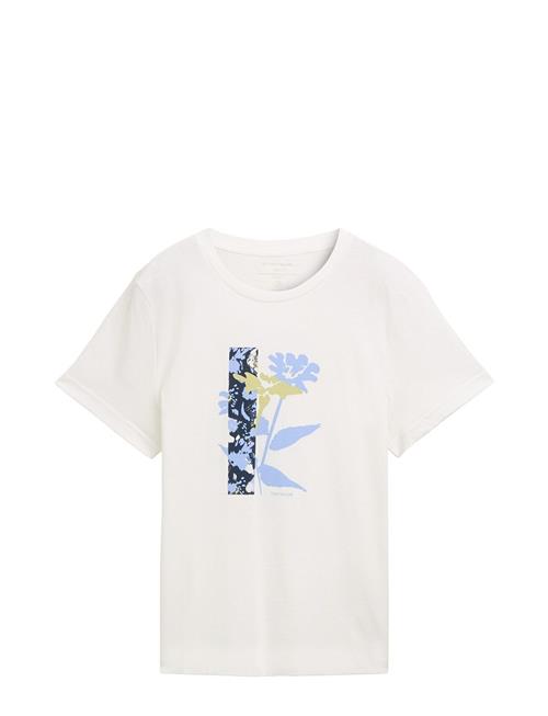 Tom Tailor T-Shirt Crew Neck Artwork Tom Tailor White