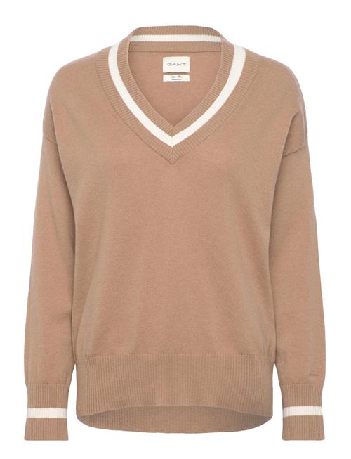 Superfine Lambswool Cont V-Neck GANT Beige