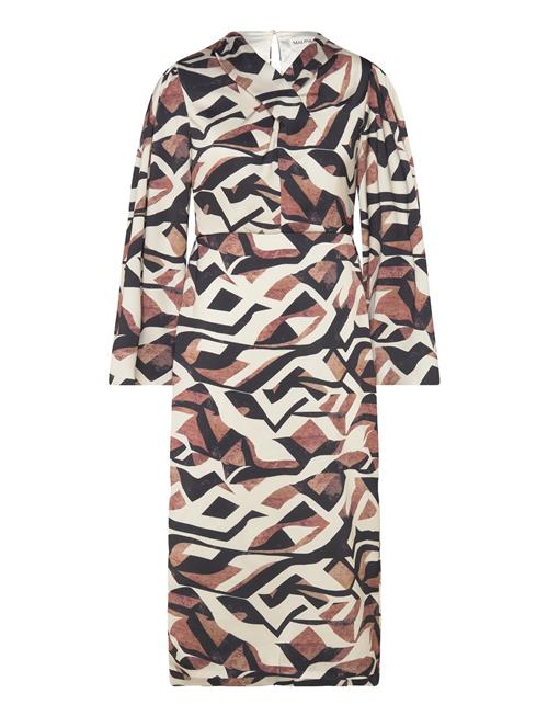 Malina Lindsey Long Sleeved Satin Midi Dress Malina Patterned