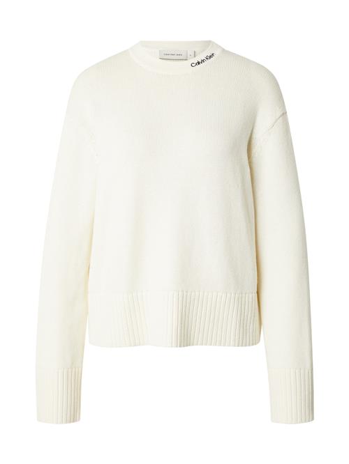 Calvin Klein Jeans Pullover 'LOGO EMBRO SWEATER'  hvid