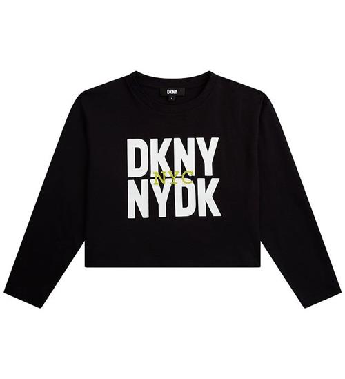 DKNY Bluse - Croped - Sort m. Hvid