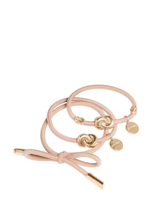 Corinne Hair Tie Metal Details 3-Pack Corinne Pink