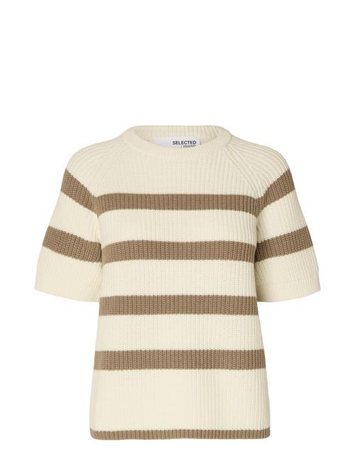 Slfbloomie Ss Knit O-Neck Noos Selected Femme Cream