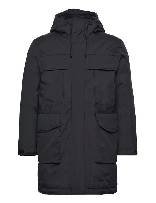 Knowledge Cotton Apparel Apex Canvas Long Padded Coat - Grs Knowledge Cotton Apparel Black