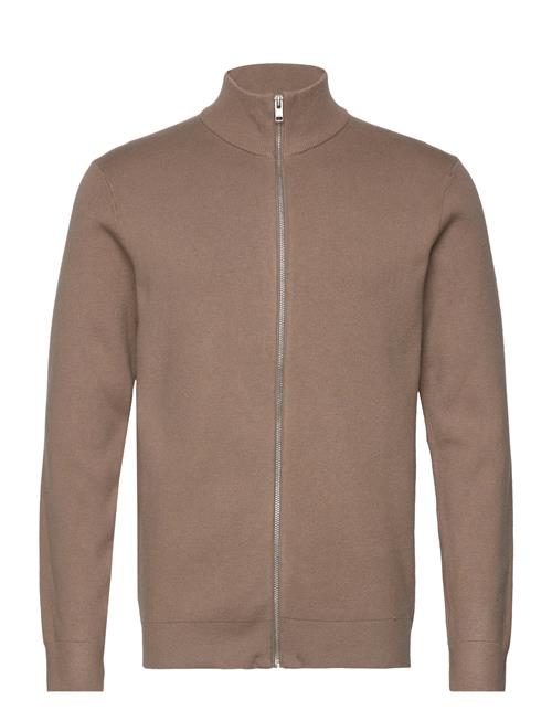 Ecovero Zip Cardigan Lindbergh Brown