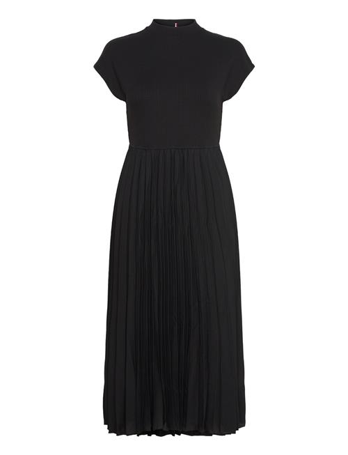 5X2 Rib Mk-Nk Pleat Midi Drs Ss Tommy Hilfiger Black