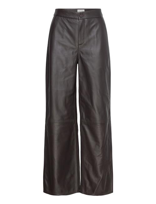 Se Felise High Rise Wide Leather Pants Malina Brown ved Booztlet