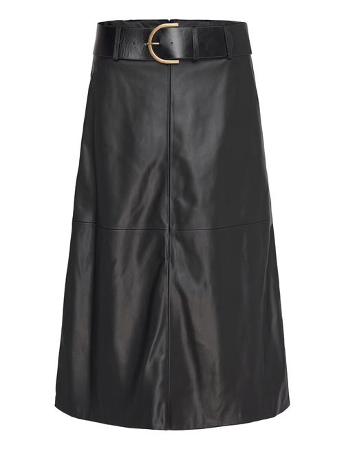 Mango Leather-Effect Midi-Skirt Mango Black