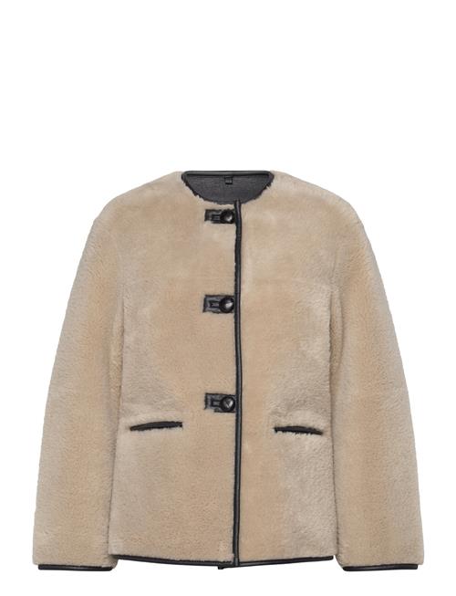 Mango Applique Fur Effect Coat Mango Beige