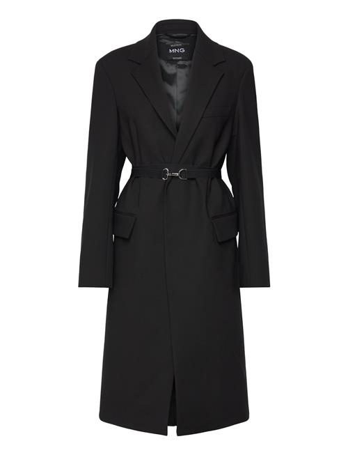 Mango Structured Double Fabric Coat With Belt Mango Black