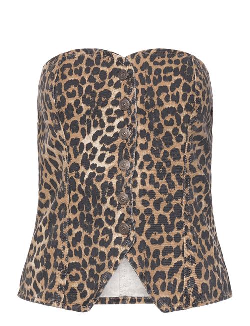 Mango Leopard-Print Corset Top Mango Brown