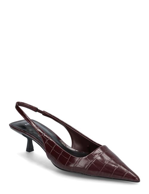 Crocodrile Kitten-Heel Shoes Mango Red