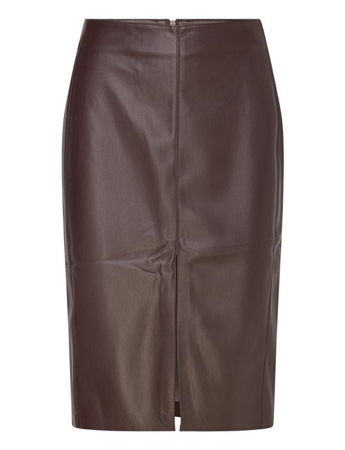 Mango Leather-Effect Pencil Skirt Mango Brown