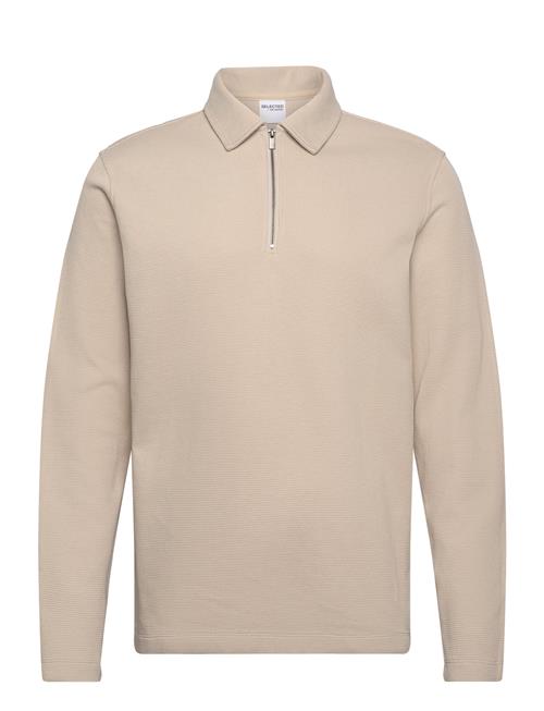 Slhmarc Rib Ls Polo Selected Cream