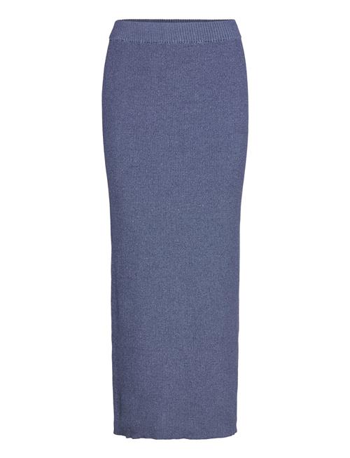 Rib Knit Maxi Skirt Monki Blue