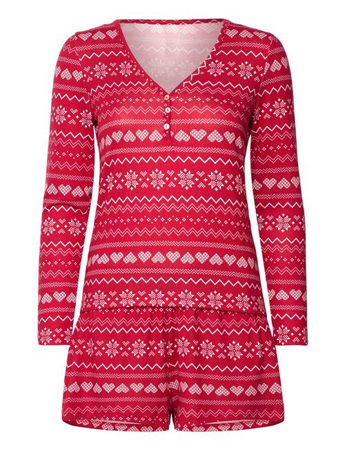 Hunkemöller Pj Short Jersey Fairisle Hunkemöller Red