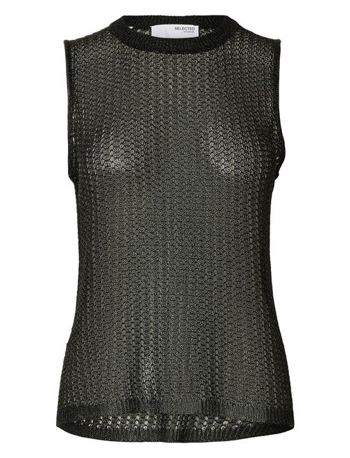 Se Slfsadie Metallic Sl Knit O-Neck Top Selected Black ved Booztlet