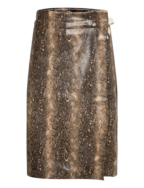 Ganni Snake Wrap Midi Skirt Ganni Patterned