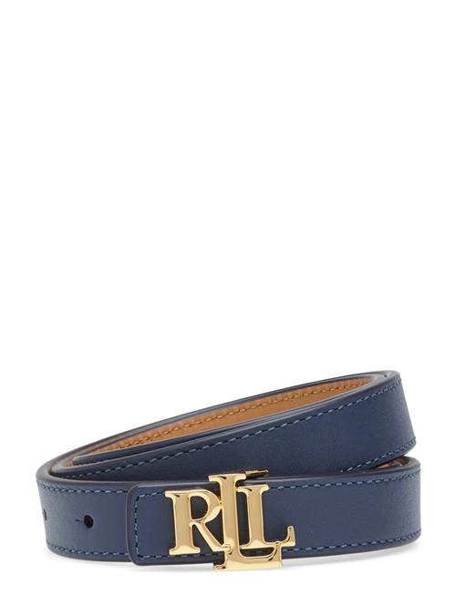 Lauren Ralph Lauren Logo Reversible Leather Skinny Belt Lauren Ralph Lauren Blue