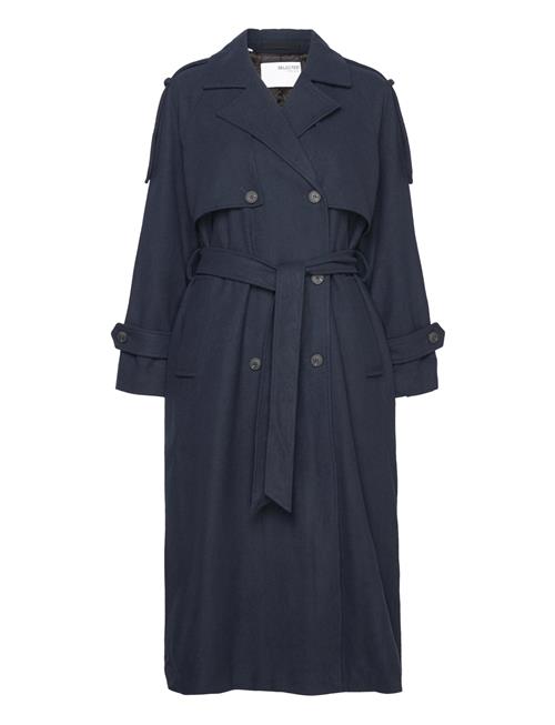 Slfnala Wool Trenchcoat Selected Navy