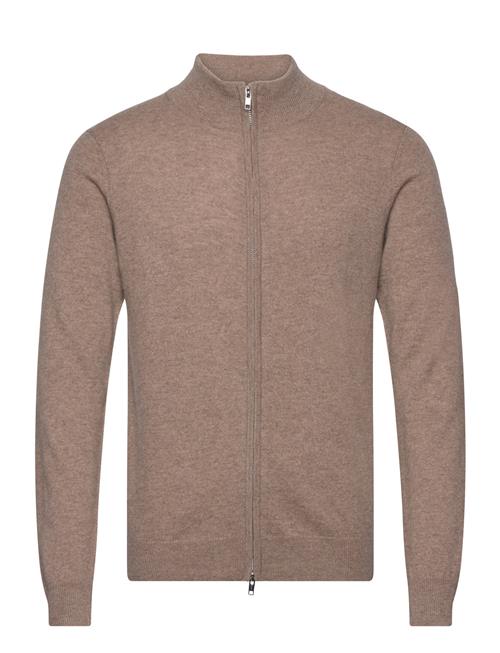 Se Davida Cashmere Man Zip Cardigan Davida Cashmere Brown ved Booztlet