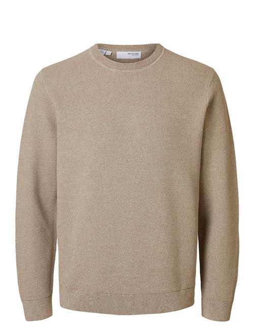 Se Selected Homme Slhross Ls Knit Structure Crew Neck Noos Selected Homme Beige ved Booztlet