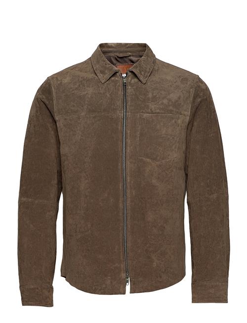 Jofama Clark Zipped Suede Shirt Jacke Jofama Brown