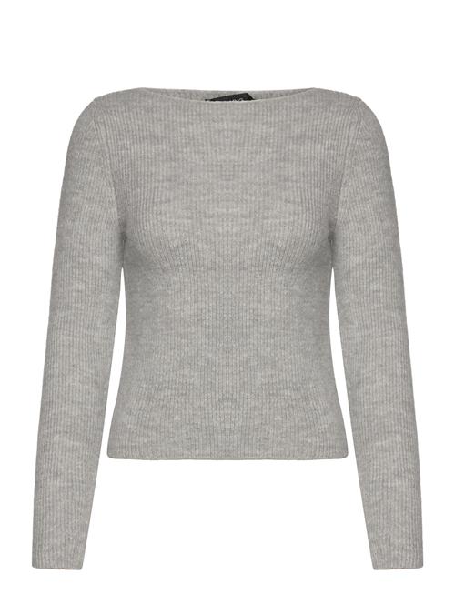 Boat-Neck Knitted Sweater Mango Grey