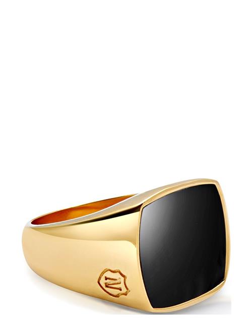 Men's Gold Signet Ring With Onyx Nialaya Black