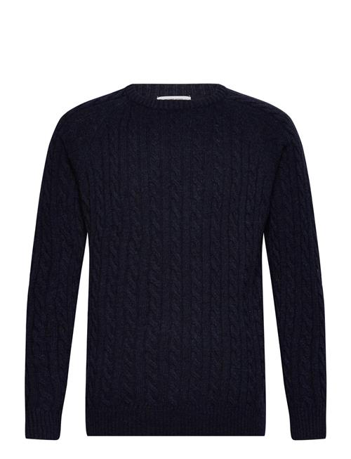 Lambswool Raglan Cable O-Neck Knit Lindbergh Navy