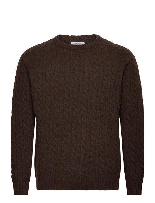 Lambswool Raglan Cable O-Neck Knit Lindbergh Brown