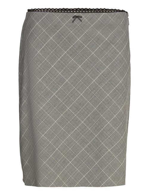 Check Skirt With Decorative Bow Mango Grey