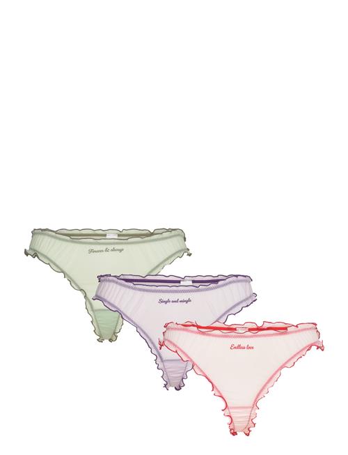 3-Pack Low Frilled Mesh Thongs Monki Pink