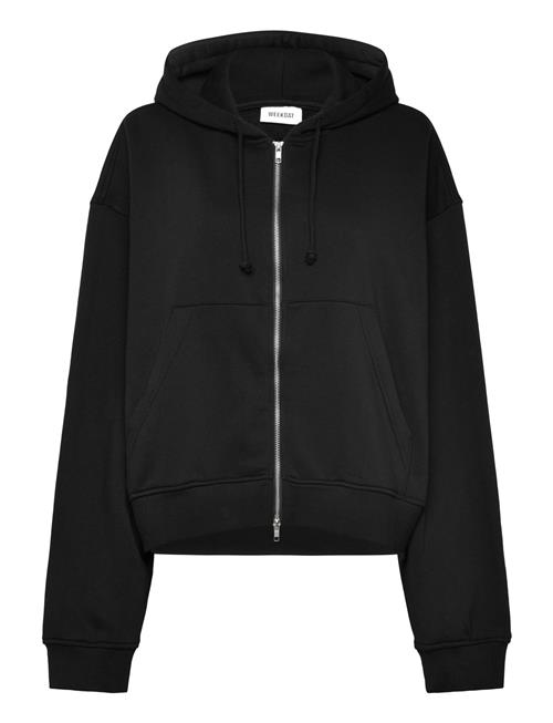 Essence Boxy Zip Hoodie Weekday Black