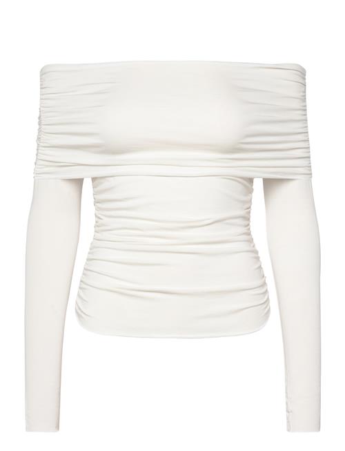 Folded Off Shoulder Long Sleeve Top Weekday White