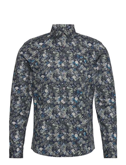 Lindbergh Aop Superflex Shirt L/S Lindbergh Navy