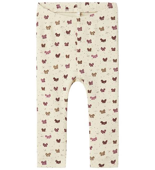 Name It Leggings - Rib - NbfRibow - Summer Sand m. SlÃ¸jfer