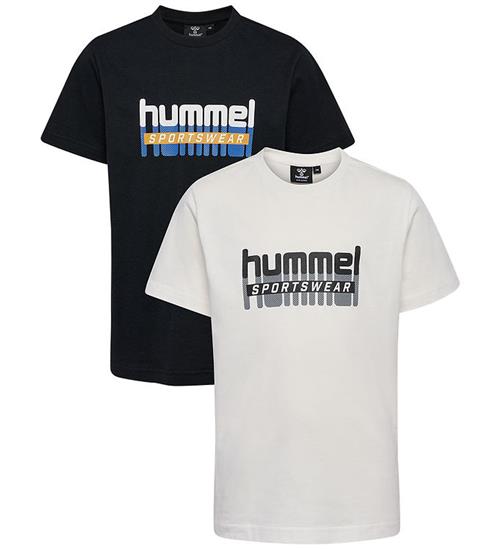 Hummel T-shirts - hmlTukas - 2-pak - Black Beauty/Marshmallow m.