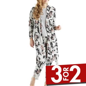 Damella Greymelange Flower Wrap Around Robe Grå Medium Dame