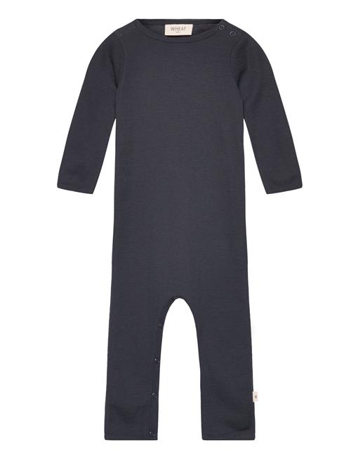 Wheat Plain Wool Jumpsuit Wheat Navy