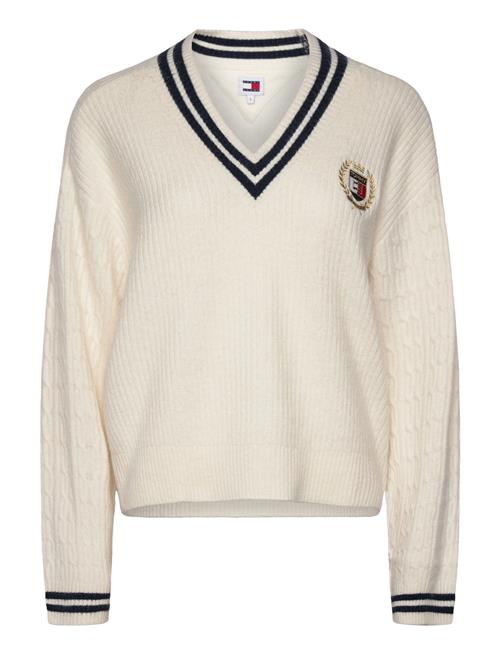 Tommy Jeans Tjw Vnck Crest Cable Sweater Ext Tommy Jeans White